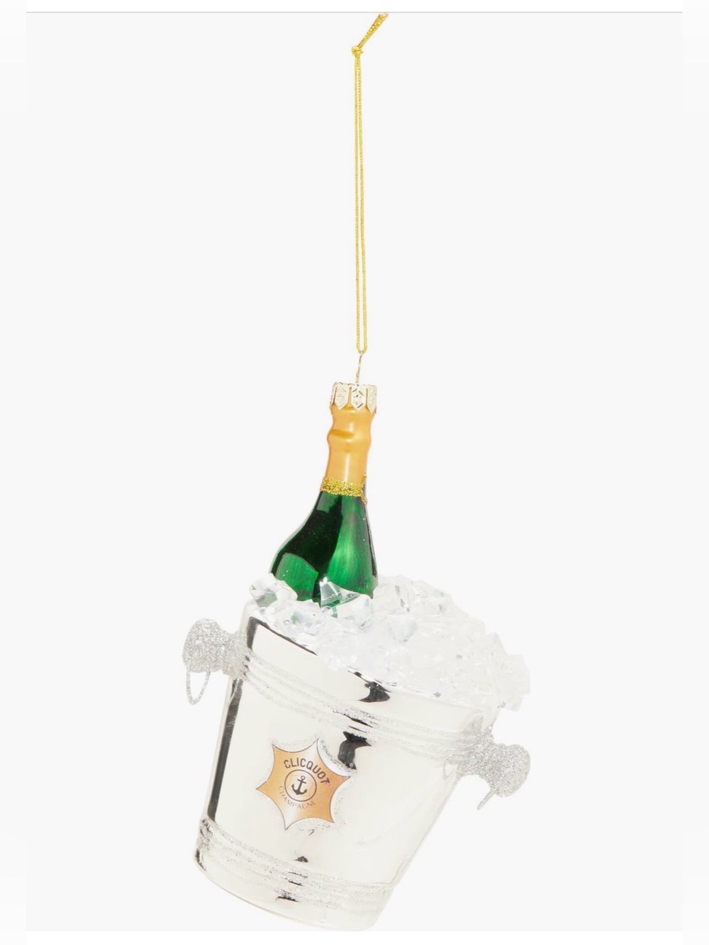 NWT Cody & Foster Champagne In Ice Glass Ornament $26 MSRP